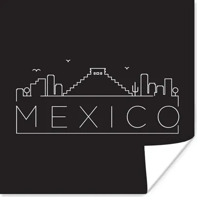 Produktbild von MuchoWow® Poster Stadtbild "Mexiko" auf schwarzem Hintergrund 100x100 cm - Babyzimmer
