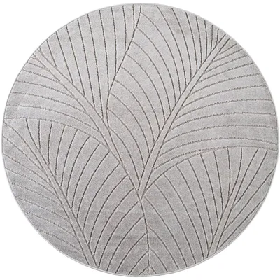 Produktbild von Outdoorteppich im skandinavischen 3D-Design Wohnzimmer Balkon Terrasse Silber 160x160 cm Rund