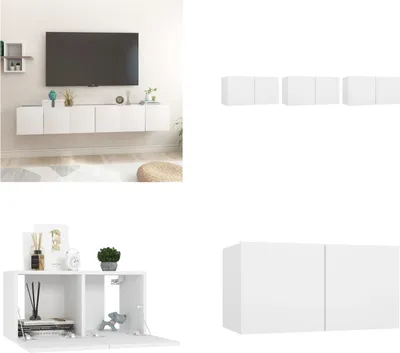 Produktbild von vidaXL TV Hängeschränke 3 Stk. Weiß 60x30x30 cm - TV Schrank - TV Schränke - Fernsehmöbel - TV Möbel