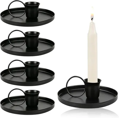 Imagen del producto de Juego de 4 portavelas, de metal, para velas tipo estaca, de 20 cm, ideales para el comedor y el dormitorio