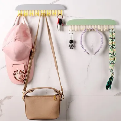 Produktbild von Platzsparender Schrankorganizer mit 8 Haken für BHs, Tanktops und Schals, vertikaler Kleiderbügel für Wohnheim und Wohnung, hellrosa