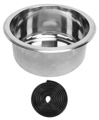 Obrázek produktu pro 225 x 120 mm, 9 palců, kulaté umyvadlo pro obytné vozy, nerezová ocel 304, s odtokem 40 mm pro lodě, karavany a obytné vozy