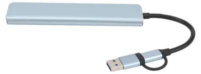 Zdjęcie produktu dla Hub USB-C 8 w 1 ze stopu aluminium z portami USB 3.0 typu C, USB 2.0, gniazdem 3,5 mm oraz czytnikiem kart pamięci do laptopa