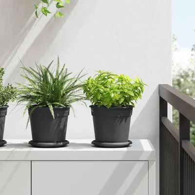 Produktbild von Maison Exclusive - Runde Blumenplatte 6 pcs Schwarz Ø 15,5 x 2 cm Kunststoff