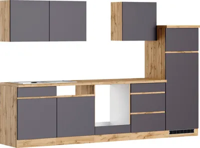 Produktbild von Held Möbel Küchenzeile ohne Geräte PISA 300 cm grau matt zerlegt Variante reversibel 1108.6311