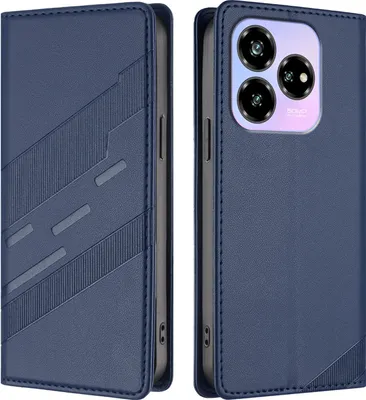 Produktbild von Hülle für ZTE Blade V70 Design, Kunstleder Brieftaschen Handyhülle mit Kartenfach und Standfunktion Blau