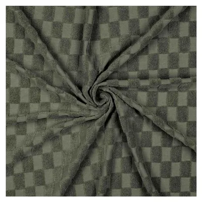 Produktbild von Jacquard-Frottee mit Karomuster ab 0,5m x 155cm unifarben Baumwolle Frotteestoff in 3 Farben