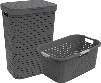 Produktbild von Rotho Set-2tlg. Wäschesammler und Korb Country - 1x Wäschekorb 59 x 39 x 25,2 cm - 1x Wäschetruhe 42,0 x 32,0 x 57,2 cm - SET zum Wäsche sammeln