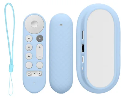 Produktbild von kwmobile 2x Hülle für Fernbedienung und Streaming Gerät kompatibel mit Google TV Streamer 4K - Silikon Case Set für TV Zubehör in Hellblau