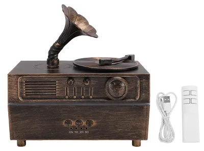 Image de Humidificateur d'aromathérapie rétro, style gramophone unique, diffuseur d'huiles essentielles vintage, humidificateur à brume fraîche