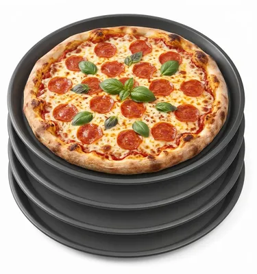 Pizzaplatten-Set, 4 Stück, rund, 29 cm, Antihaft, Kohlenstoffstahl