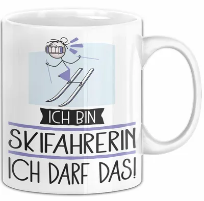 Produktbild von Geschenk für Skifahrerin Tasse Lustige Geschenkidee Geburtstag Ich Bin Skifahrerin Ich Darf Das (Weiß)