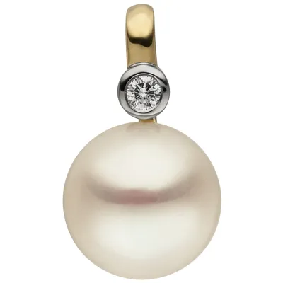 Produktbild von Anhänger 585 Gold Gelbgold 1 Süßwasser Perle 1 Diamant Brillant