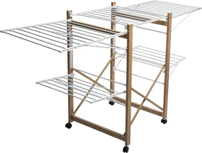 Obrázek produktu pro Skládací sušák na prádlo, 2 úrovně, pojízdný, na kolečkách