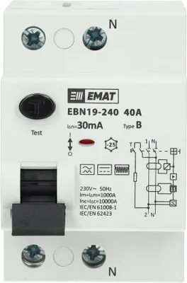 Produktbild von Sicherungsschalter 2-polig 40A 30mA Typ B
