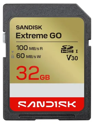 Zdjęcie produktu dla SanDisk Extreme GO, 32 GB, SDHC, UHS-I, 100 MB/s, 60 MB/s, Class 3 (U3)