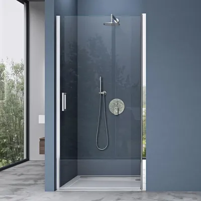Image de doporro Porte de douche transparent 85cm autolevante pivotante 85x195cm paroi de douche à l'italienne verre ESG Nano anti-calcaire Teramo24k