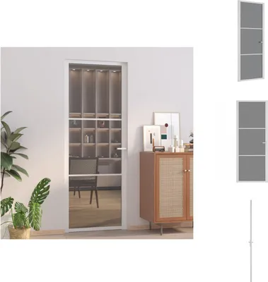 Immagine prodotto di vidaXL Porta interna 76x201,5 cm Bianco ESG vetro e alluminio - Porte d'ingresso