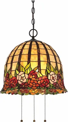Image de Casa Padrino Luxe Tiffany Suspension Roses Coloré / Bronze Ø 38,1 x H. 38,3 cm