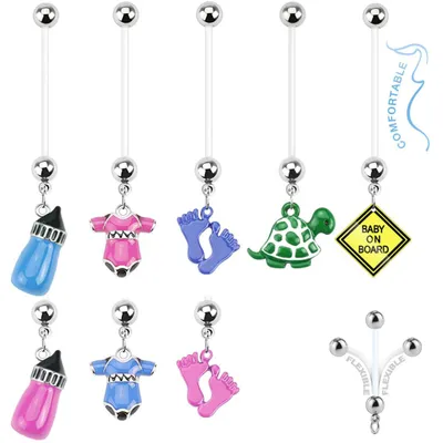 Produktbild von Schwangerschaft Piercing: PTFE Bauchnabelpiercing für Schwangere Füße blau
