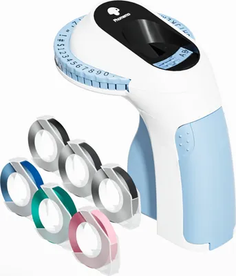 Zdjęcie produktu dla wytłaczarka etykiet 3D, przenośna wytłaczarka etykiet, wytłaczarka etykiet z 6 taśmami etykiet, drukarka etykiet, łatwa w użyciu do domu, biura, niebieska, 7 sztuk