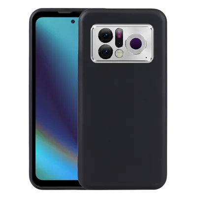 A black smartphone case is shown on a white background, with the phone screen visible.