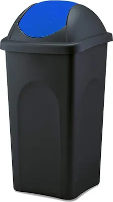 Produktbild von Famanu Abfallbehälter 60L - Schwarz mit rotem Klappdeckel - Kunststoff