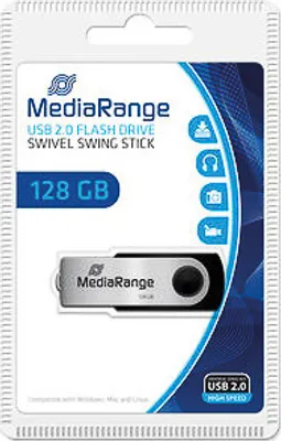Produktbild von MEDIARANGE FLEXI USB STICK 128GB   MR913 15MB/s USB 2.0 schwarz-silber