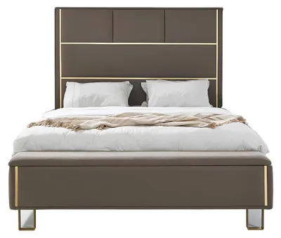Produktbild von Taupe Polster Betten Doppelbett Holz Schlafzimmer Möbel Hotel Polster 180x200