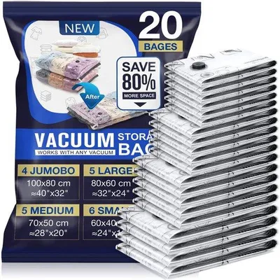 Produktbild von Famanu Vakuumierbeutel für Kleidung, wiederverwendbar, für Bettdecken, 20 Stück