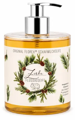 Produktbild von Florex Flüssigseife mit Schafmilch 500 ml im Spender Zirbenduft