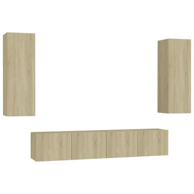 Produktbild von vidaXL 4-tlg. TV-Schrank-Set Sonoma-Eiche Holzwerkstoff