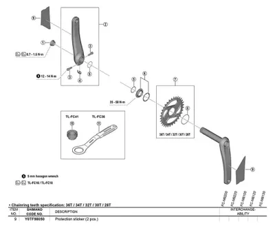 Produktbild von Shimano Fc-m8200 Y0tf98050 Kurbelschutzaufkleber 2 Einheiten Durchsichtig Durchsichtig One Size