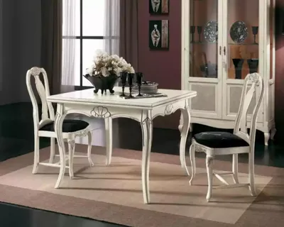 Produktbild von Garnitur Esstisch Essgruppe 5 tlg. Weiß Tische 4x Stühle Gruppe