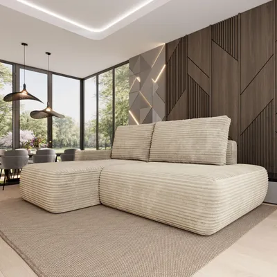 Produktbild von Masseno Ecksofa AVINI T L-S mit Schlaffunktion L-Form, Sofa mit Bettkasten, Wohnzimmersofa, Couch, Soffa, Bettsofa, Couchgarnitur- Creme, TILIA 03