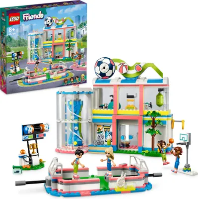 Produktbild von LEGO 41744 Friends Sportzentrum Bau-Spielzeug mit Fußball-, Basketball- und Tennis-Spielen sowie Kletterwand und 4 Mini-Puppen, Heartlake City Geschenk für Kinder ab 8 Jahren