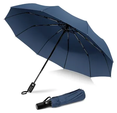 Produktbild von Sturmfester Regenschirm – kompakter Taschenschirm mit 114 cm Durchmesser, leicht und handlich, windsicher mit Auf-Zu-Automatik und robustem Fiberglasgestell – für Damen und Herren, Alltag und Reisen