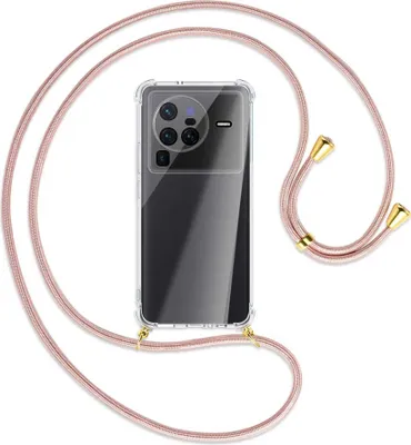 Produktbild von Handykette Backcover-Schutzhülle mit Band (Metall goldfarben) für vivo X80 Pro (V2185A,V2145, 6.78'') - roségold