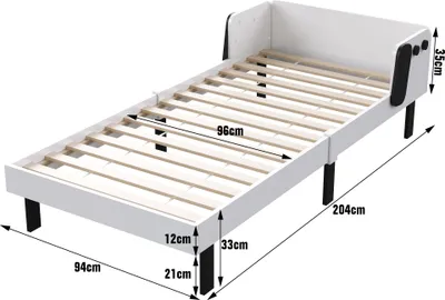 Zdjęcie produktu dla Tapicerowane łóżko w kształcie psa 90x200 cm z listwową ramą, wyjątkowe łóżko dziecięce do sypialni, białe