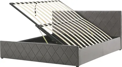 Obrázek produktu pro BELIANI Šedá sametová postel s úložným prostorem 180 x 200 cm s prošívaným čelo