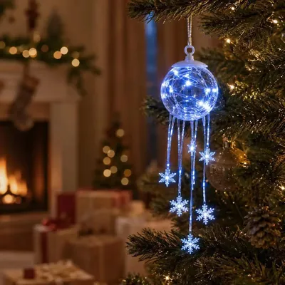 Produktbild von LED-Schneeflocke zum Aufhängen, beleuchteter Weihnachtsanhänger für Innen- und Außenbereiche