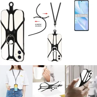 Produktbild von K-S-Trade 3in1 Handykette Handyband Handykordel Halsband Smartphone-Ring Handy-Ring kompatibel mit Motorola Edge S Pro Fingerhalterung Handyring
