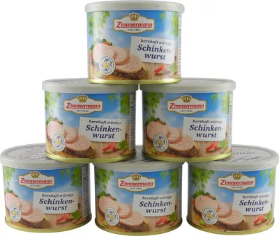 Produktbild von Delikatess Schinkenwurst 6er Pack (6 Dosen à 200 g)