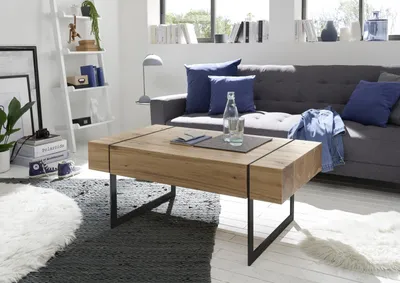 Produktbild von Couchtisch Paphos | Asteiche | mit Schubkasten | 110x70 | Eichefarben / schwarz