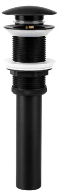 Produktbild von Ablaufgarnitur mit Stopper für Waschbecken, Push-Up-Klick-Abflussstopfen ohne Überlaufloch, Schwarz