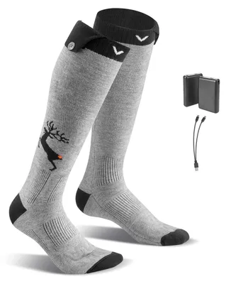 Produktbild von SucceBuy Beheizte Socken mit 6000 mAh Akku, Wiederaufladbare Heizsocken mit 4 Heizmodi und App-Steuerung, 40–70 °C Fußwärmer für Outdoor-Aktivitäten wie Angeln, Camping und Wandern, geeignet für Damen und Herren