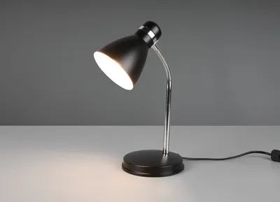 Produktbild von LED Schreibtischlampe Nachttischlampe Chrom Metallschirm Schwarz dimmbar 33cm