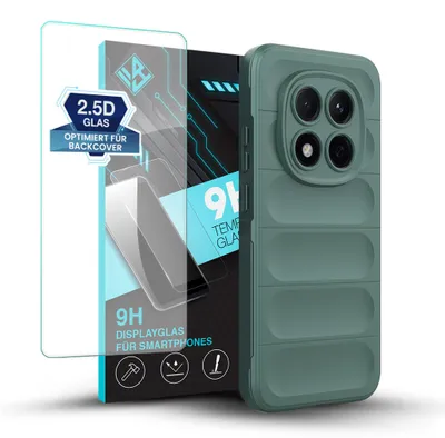 Produktbild von Handy Hülle für Xiaomi Redmi Note 15 Pro+ 5G mit 9H Displayglas Displayschutz Plus Grip Case Cover Schutzhülle Softgrip Farbe: Grün