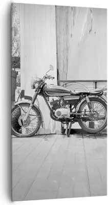 Produktbild von Bild auf Leinwand - Leinwandbild - Einteilig - Alt Motorrad Schwarz und Weiß - 65x120cm - Wand Bild - Wanddeko - Wandbilder - Leinwanddruck - Bilder - Wanddekoration - Leinwand bilder - PA65x120-4487