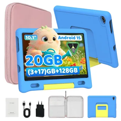 Immagine prodotto di JENBIZZ Kinder Tablet, schermo da 10 pollici, Android 15, 128 GB di memoria espandibile fino a 1 TB, 20 GB di RAM, controllo parentale, display con protezione degli occhi, inclusa custodia
